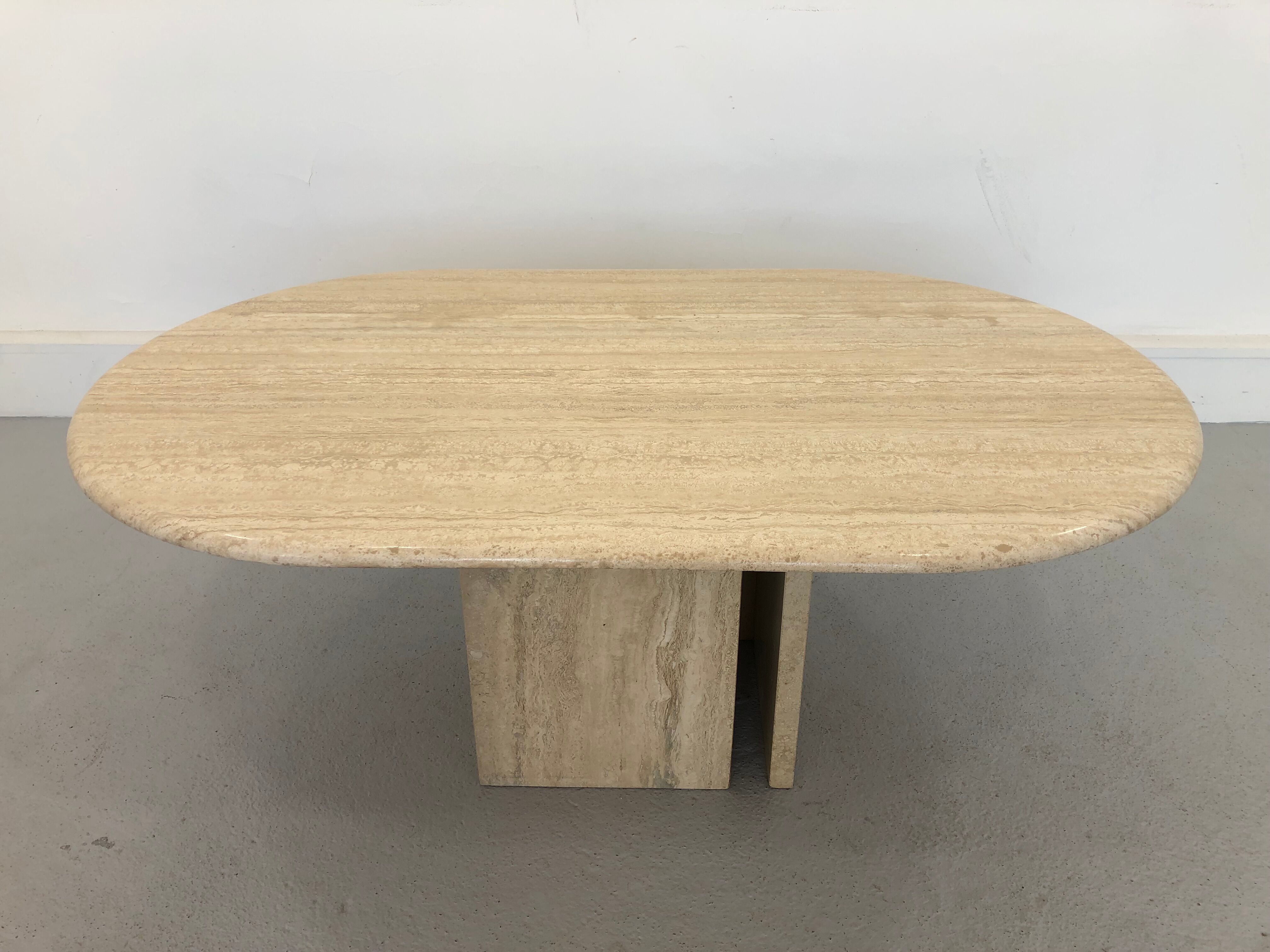 French Coffee Table in Travertine and Marble, 1960s
