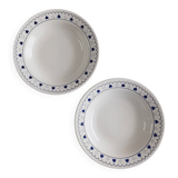 Set of 2 blue heart-shaped deep plates Oxford Brazil.