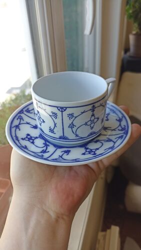 5 tasses à café Eisenberg Jaeger en porcelaine bleu de Saxe