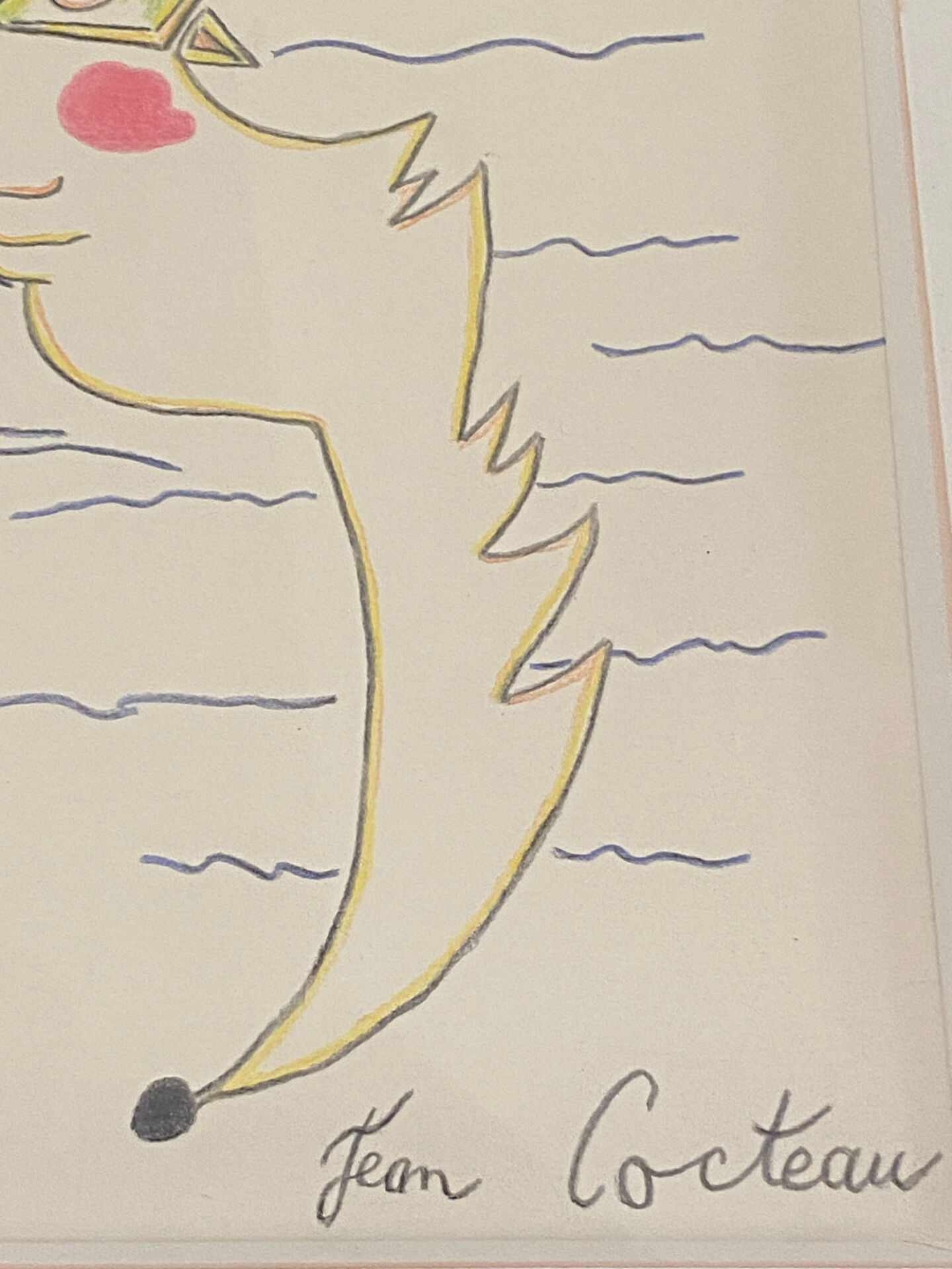 Lithograph, double profiles, Jean Cocteau
