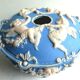 jewelry box or blue porcelain candy box with 4 angels