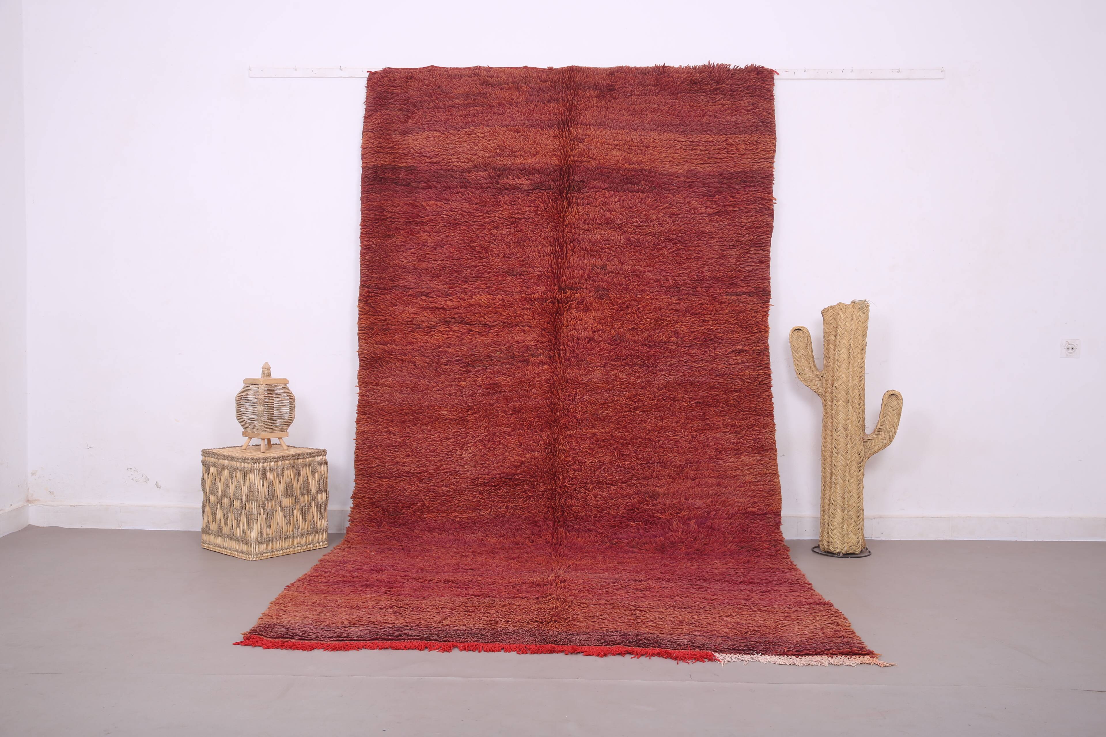 Burgundy Vintage Handmade Moroccan rug 180 x 336 cm - Berber wool Rug