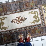 Vintage Tibetan Art Deco Khaden rug 95cm x 202cm 1960s