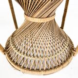 Vintage bohemian peacock wicker chair