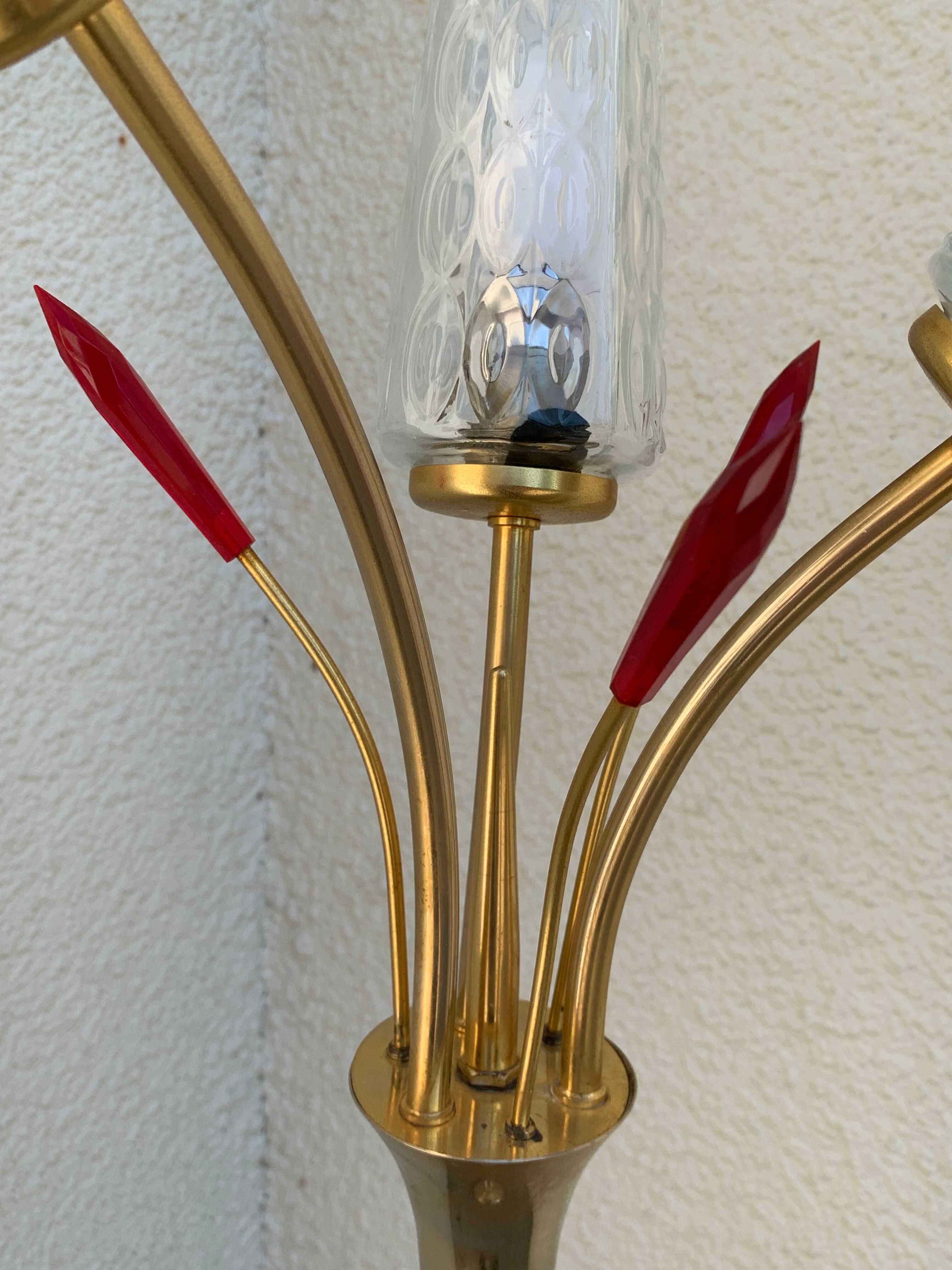 Vintage brass floor lamp with 3 lights, 1960s