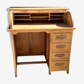 Bureau américain cylindre rideau ancien vintage