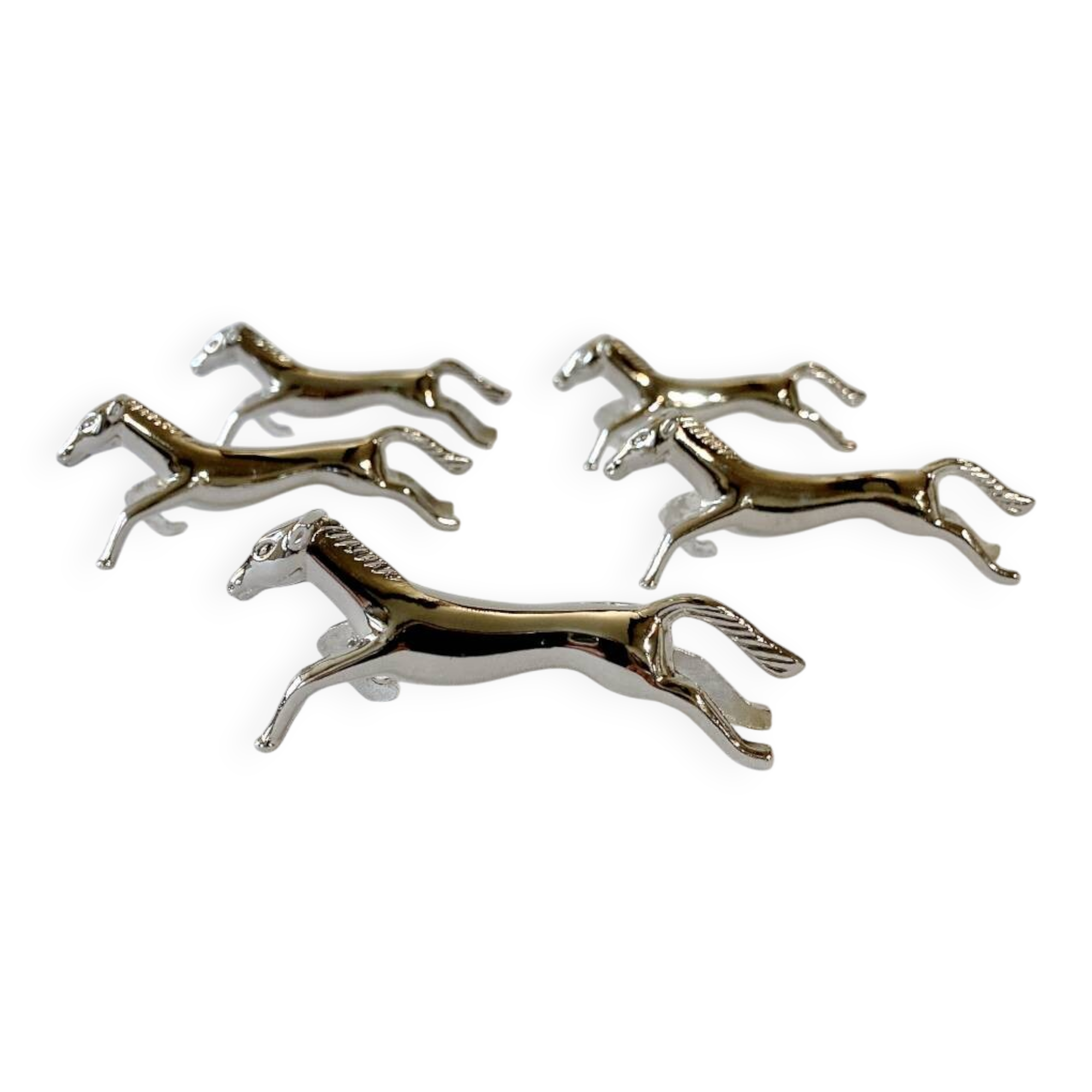 5 silver-plated knife rests in the shape of a horse. 1960s