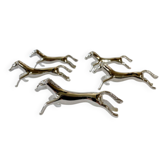 5 silver-plated knife rests in the shape of a horse. 1960s