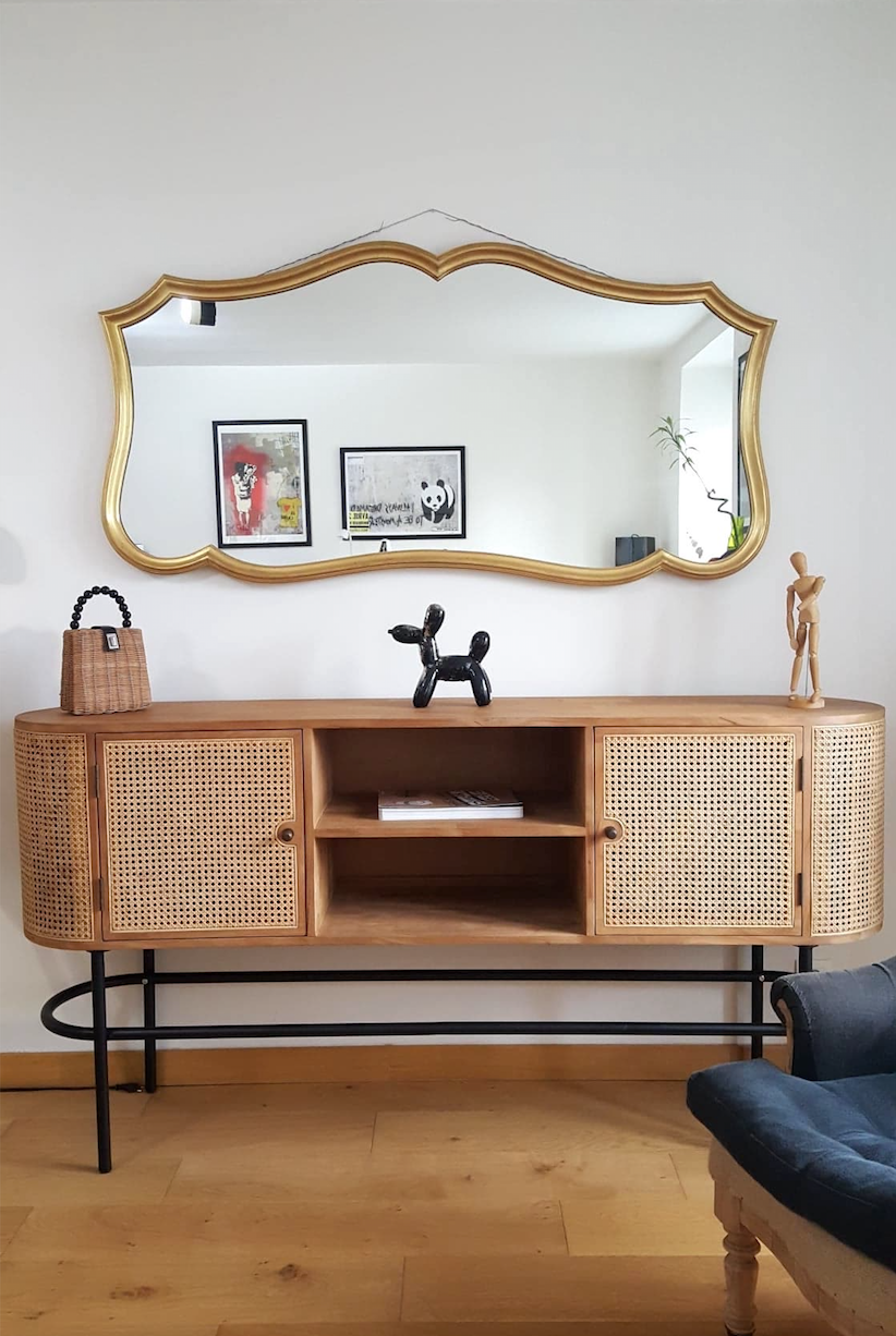 Old gilded wood mirror 149x74cm