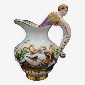 cruche pichet carafe miniature Capodimonte Italie décor Femmes et Anges