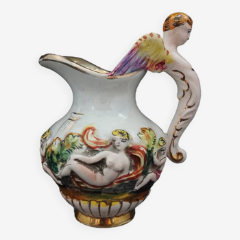 miniature jug pitcher carafe Capodimonte Italy decor Women and Angels