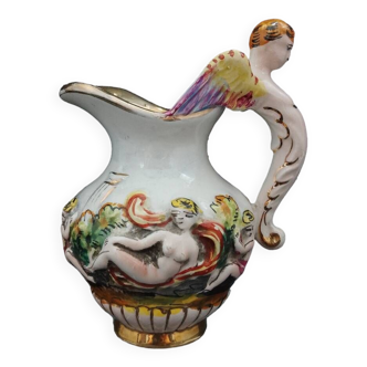 miniature jug pitcher carafe Capodimonte Italy decor Women and Angels