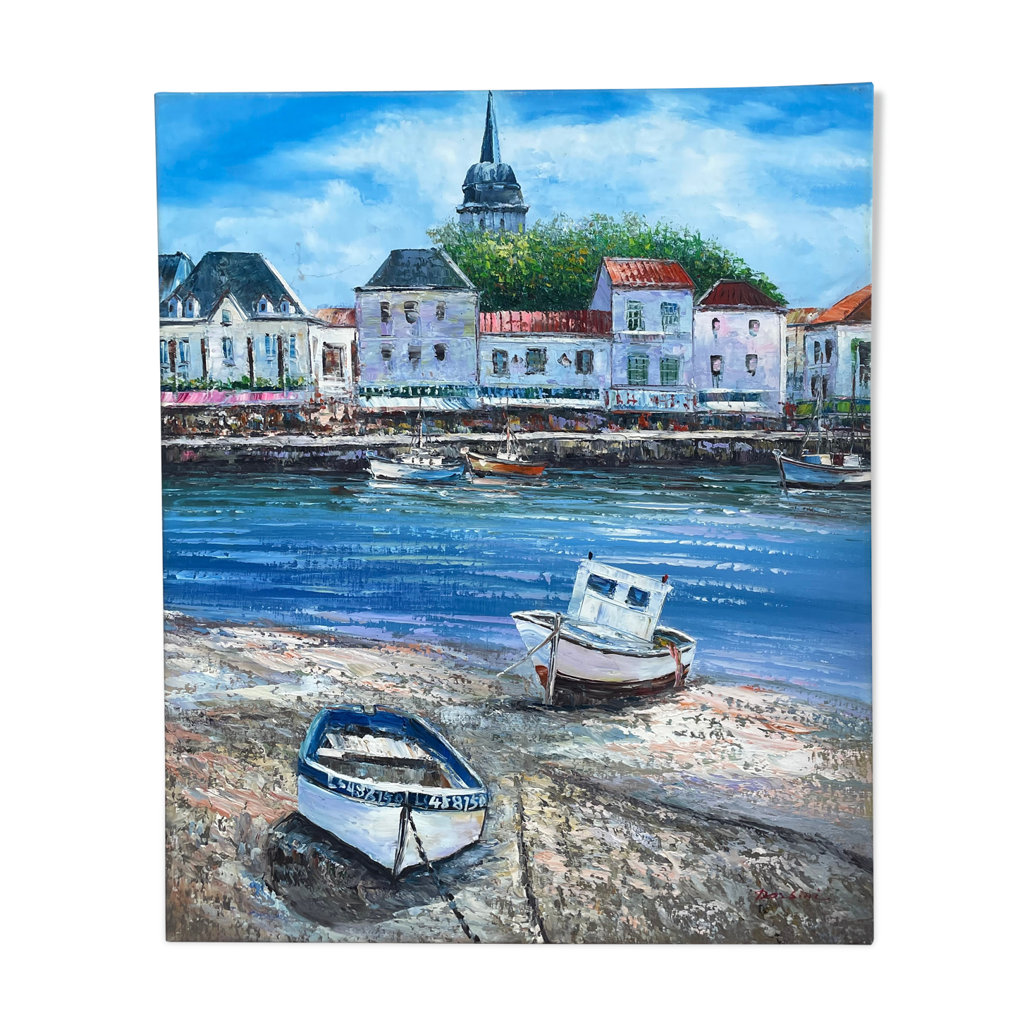 Marine, oil on canvas "les sables d'Olonne" signed Rossini