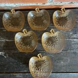 6 Antique Moulded Glass Bowls Pink Amber Apple Shape Vintage #D515