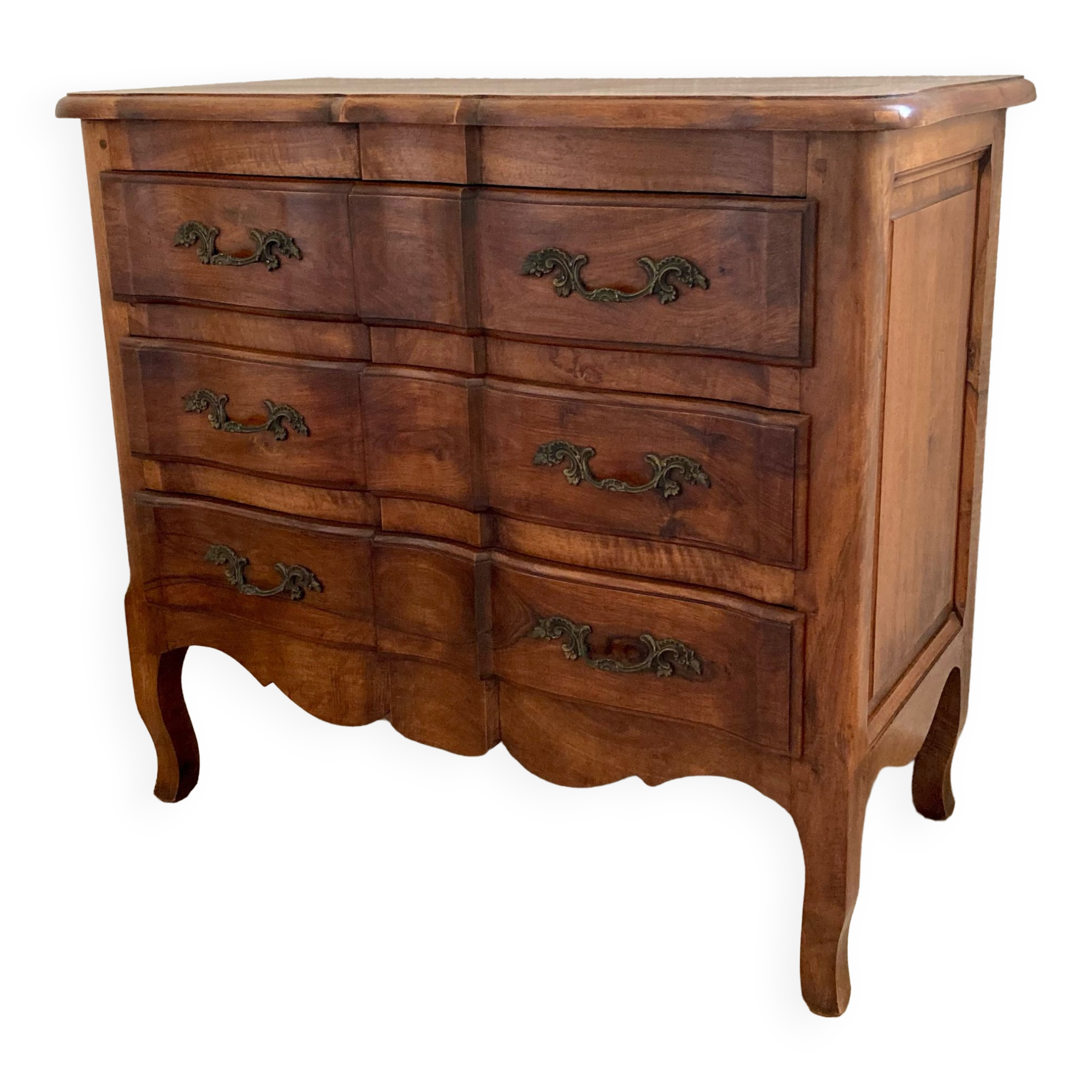 Chest of drawers cherry front crossbow bronze handles