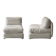 2 Italian off-white chenille armchairs with wooden base, 1970s design.