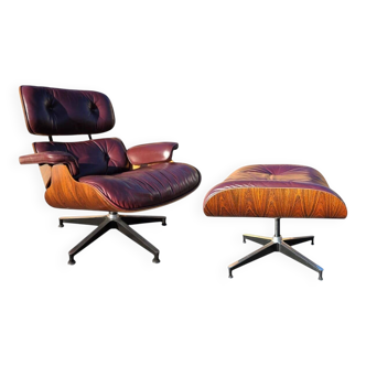 Burgundy Herman Miller Original Rosewood Eames Lounge Chair and Ottoman