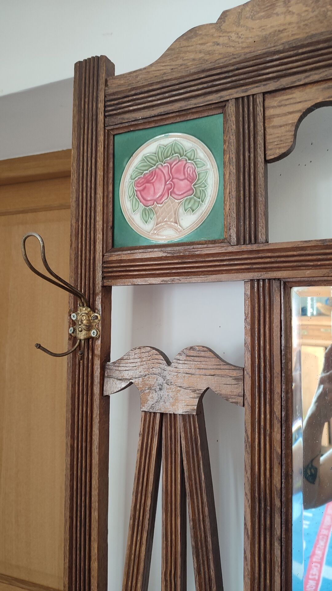 Porte manteau chêne art déco