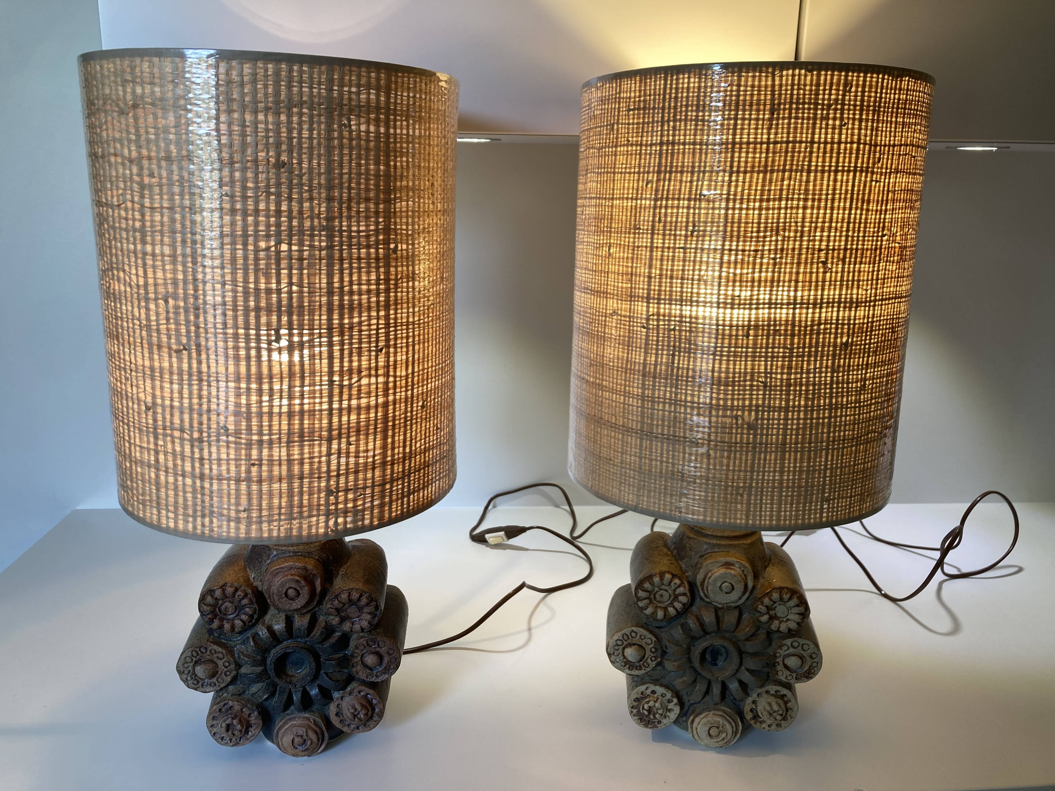 Pair of Bernard Rooke lamps, 1970