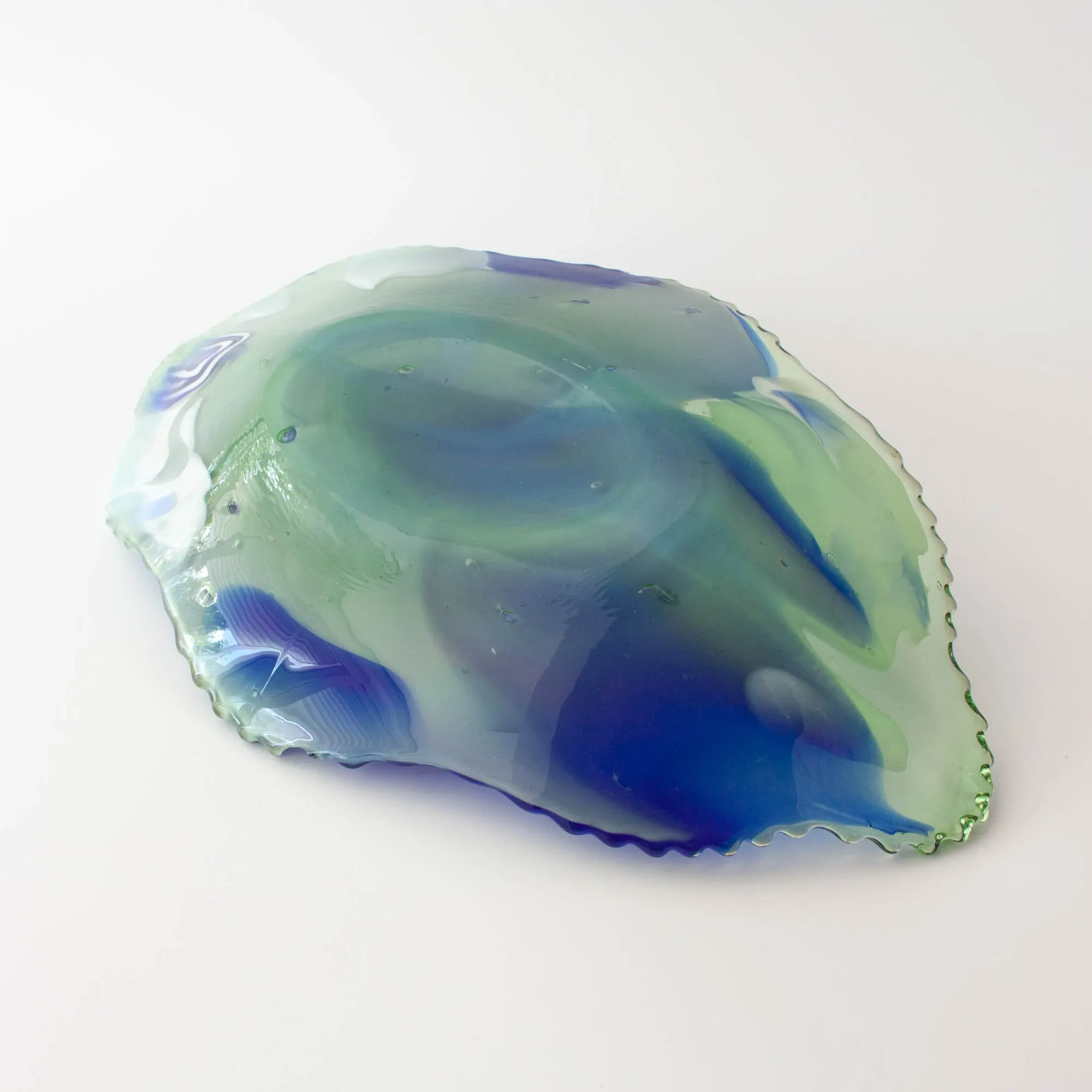 Vintage Leaf Design Glass Tray from Marinha Grande, 1960s