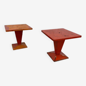 Pair of Tolix Kub model tables from the 1950s