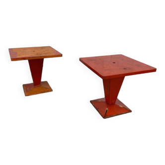 Pair of Tolix Kub model tables from the 1950s