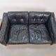 Mid-Century Modern Scandinavian Monte Carlo Sofa in Black Leather and Wood by Ingvar Stockum, 1965