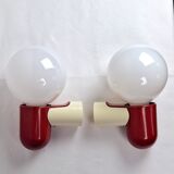 Pair of Allibert 70s space age plastic wall lamps