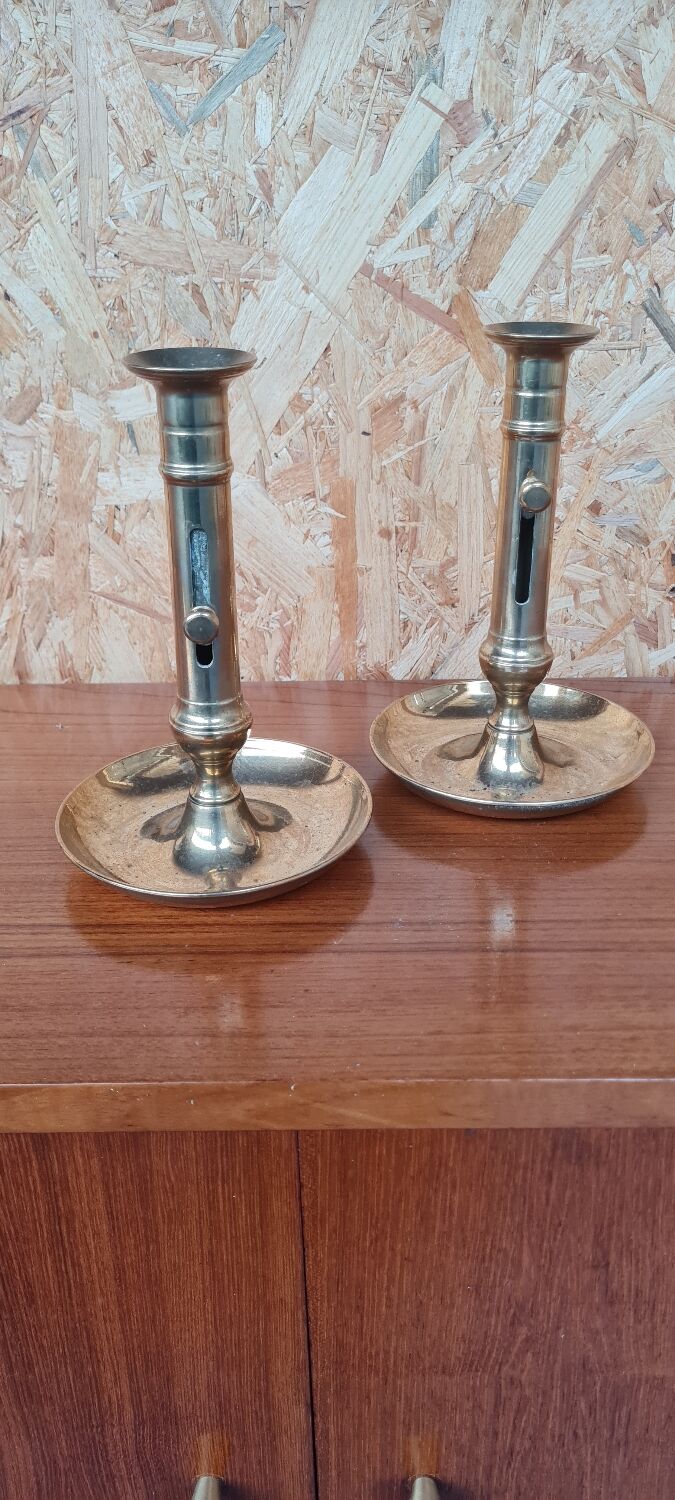 Pair of gilded brass candle holders