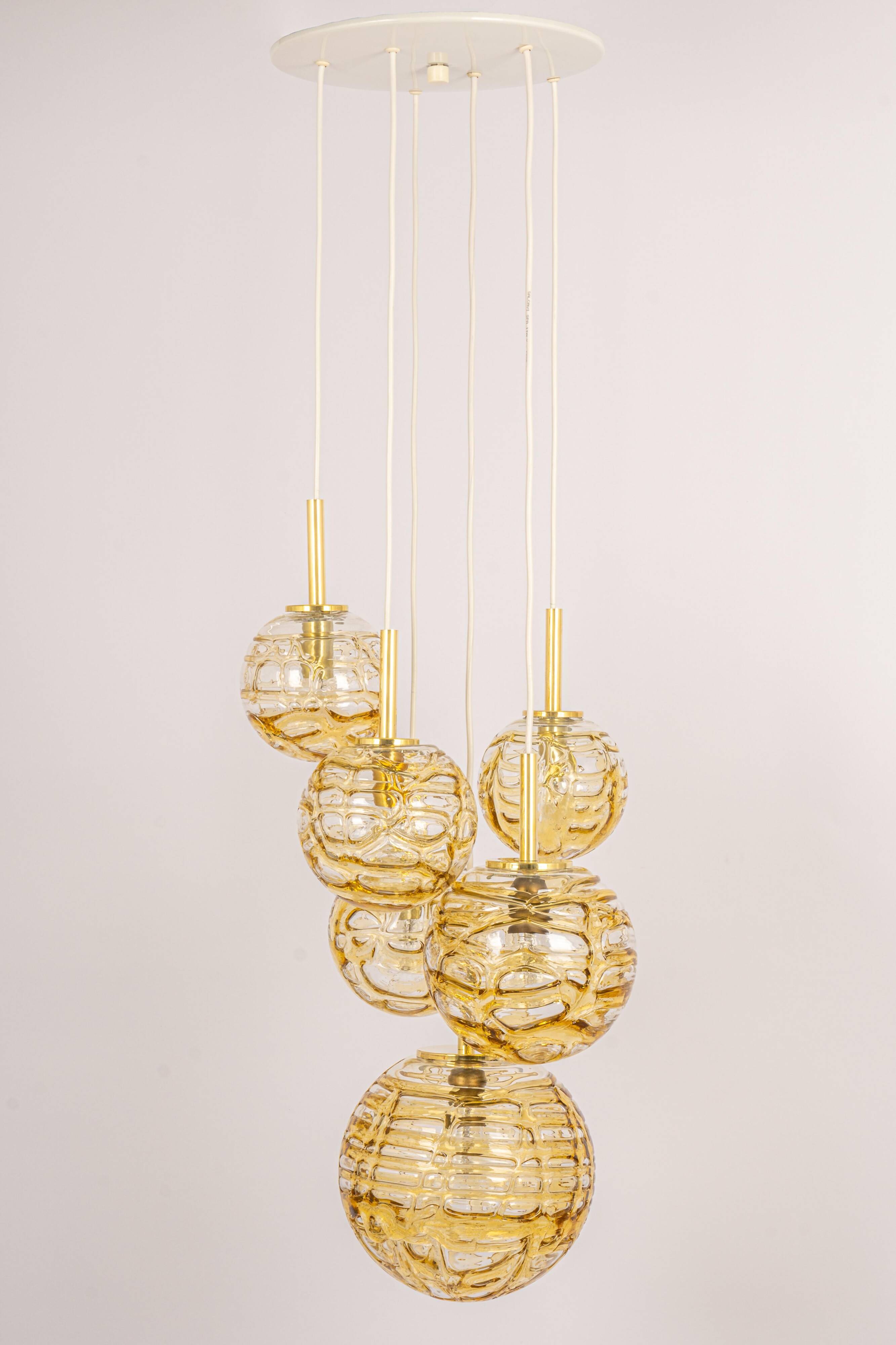 Grand cascading chandelier in Murano glass by Doria, Germany, 1970s.