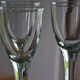 7 green blown glass bubble wine glasses