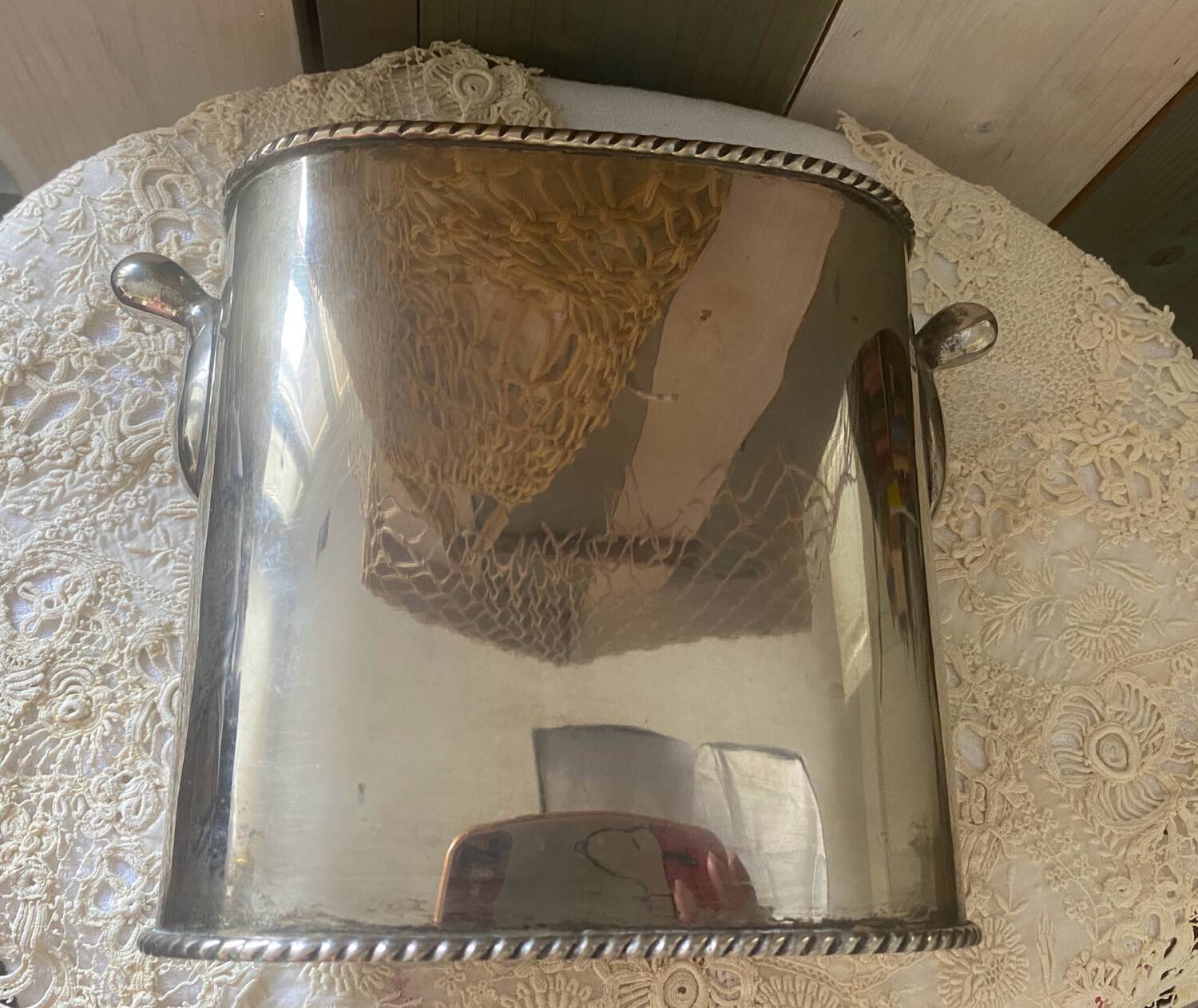 Silver metal bottle cooler