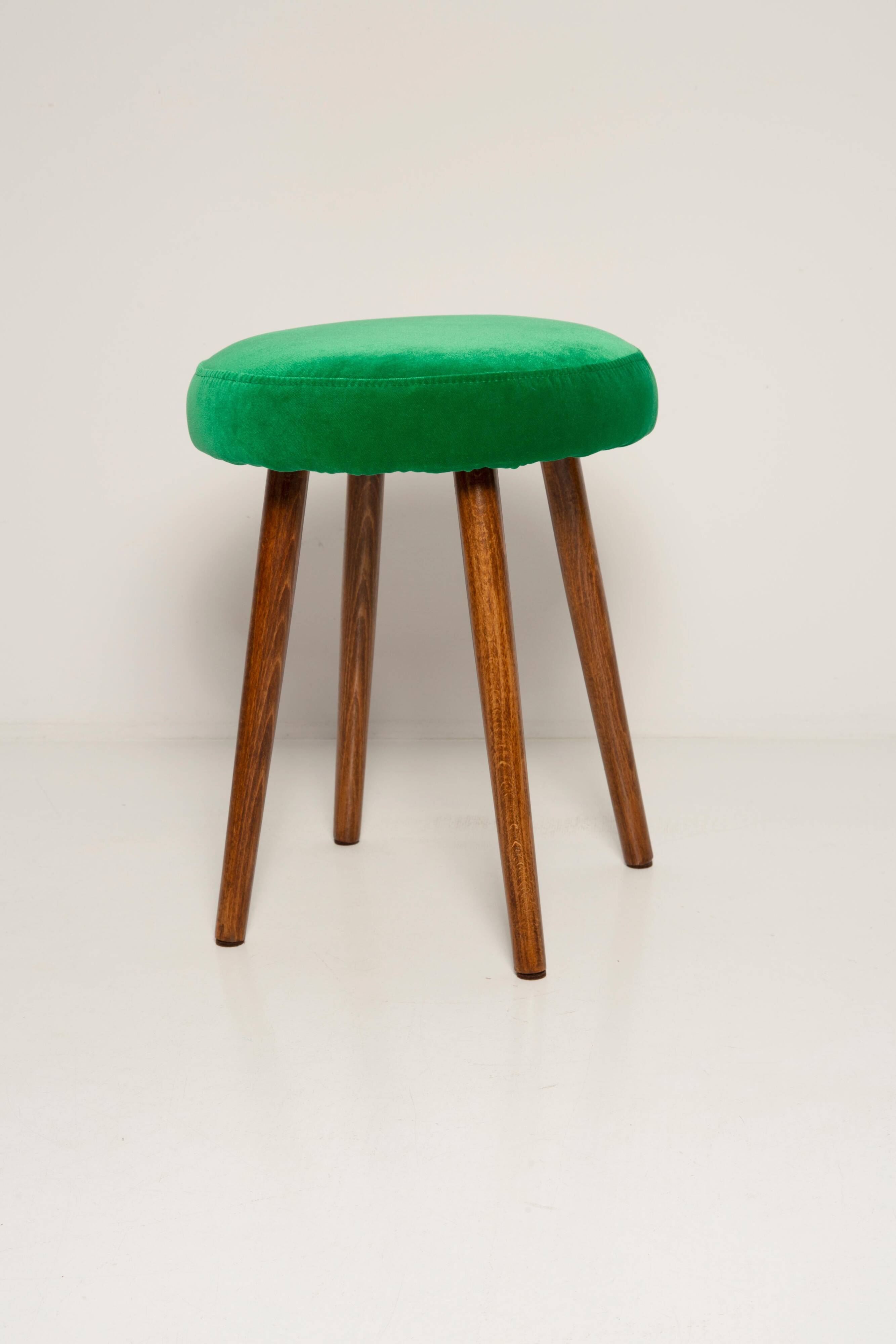 Set of two grass green velvet stools in Mid-Century style, Europe, 1960s.