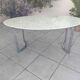 Carrara marble and chrome dining table, vintage Italy, 70s style