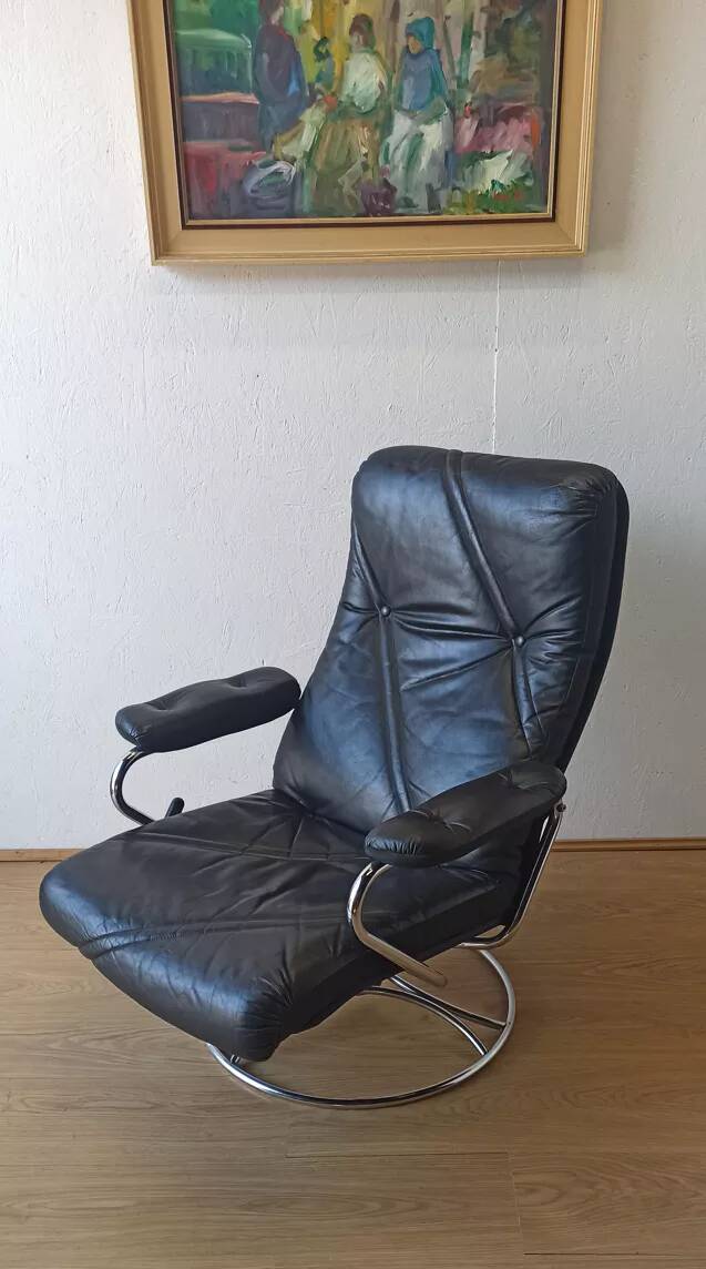 Scandinavian design leather armchair 70s