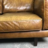 Vintage 2-seater sofa 80 S in camel leather