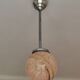 suspension glass globe pink and gold on a metal aluminium stem and structure