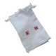 Old towel in white bee-niz cotton and red embroidery EM