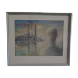 Pastel tekening, titel de Bewustwording, kunstenaar P. Timmermans, Belgium