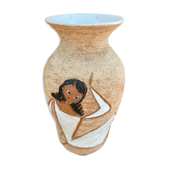 Fratelli Fanciullacci vase scarified ceramic 50s/60s women
