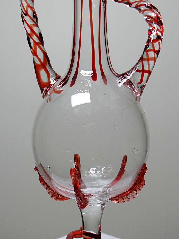 Vase soliflore en verre soufflé Vénitien Murano Filigrana, Zanfirico, années 50-60