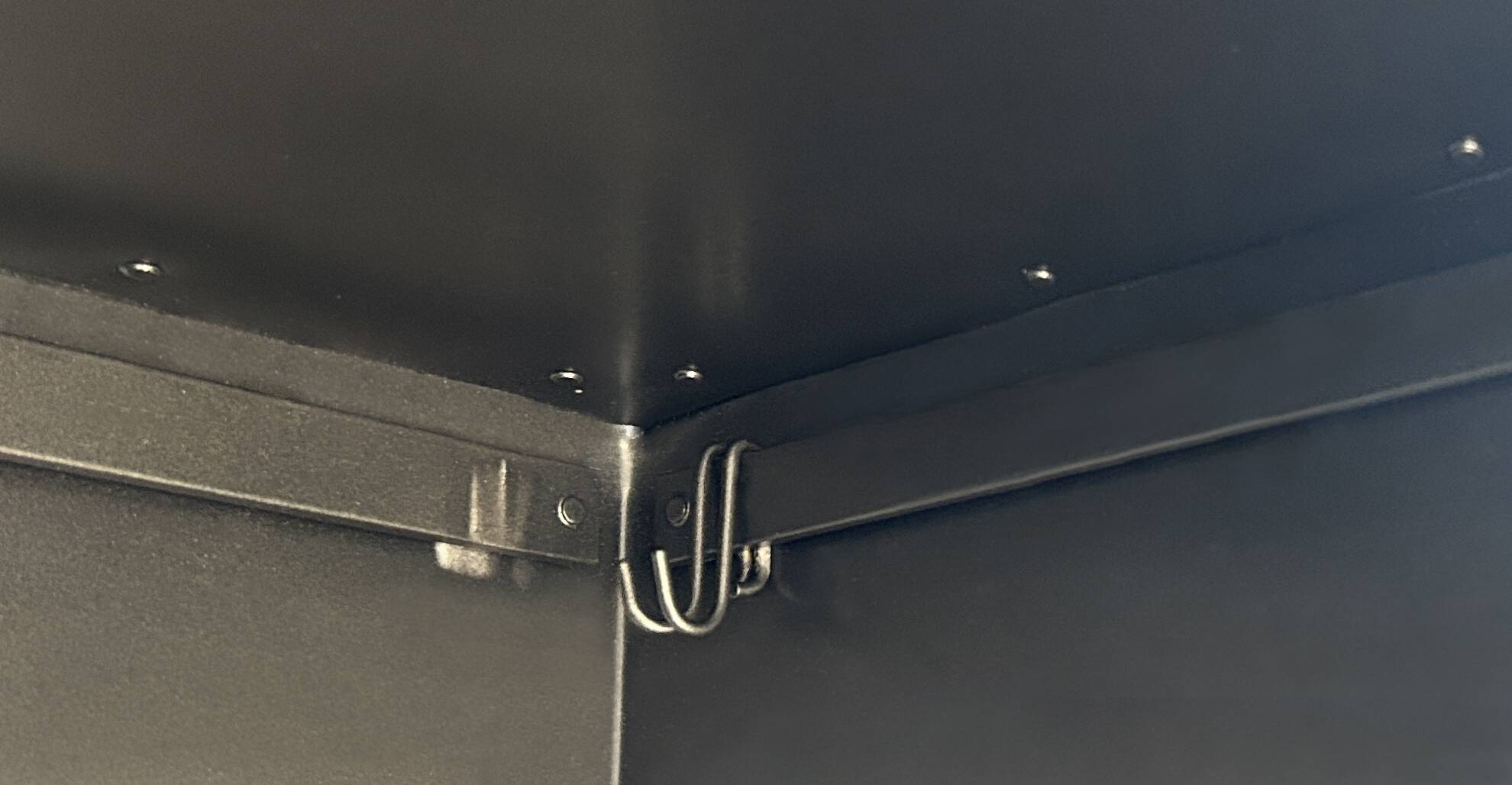 Metal kitchen cabinet, aluminum marshal's baton handles; 1950s