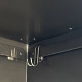 Metal kitchen cabinet, aluminum marshal's baton handles; 1950s