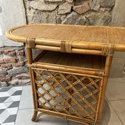 Table d'appoint, desserte en rotin, 2 niveaux