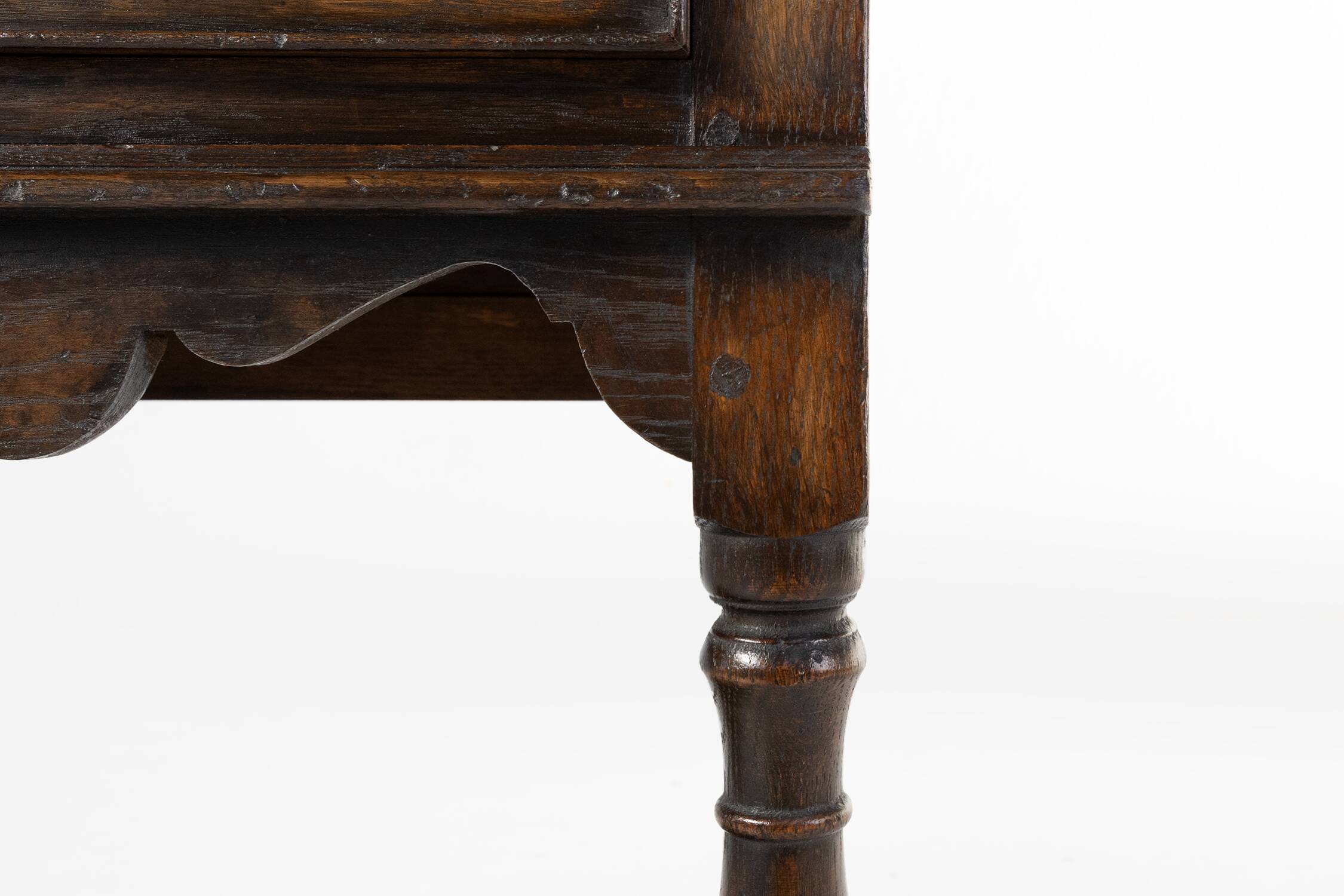 French 20th century oak side table with 2 drawers, ca. 1960