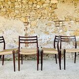 Ensemble de 6 chaises, modèle 78 en palissandre, première édition par Niels Moller, circa 1962-1970