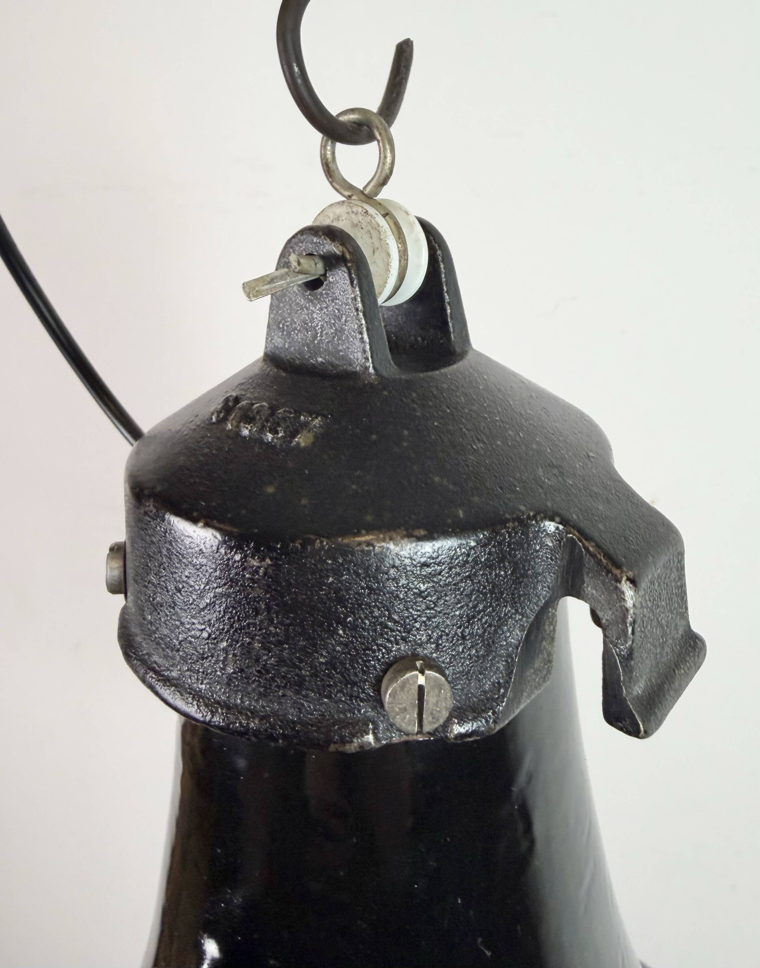Industrial Black Enamel Bauhaus Pendant Lamp, 1930s