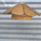 Vintage wicker flower pendant light