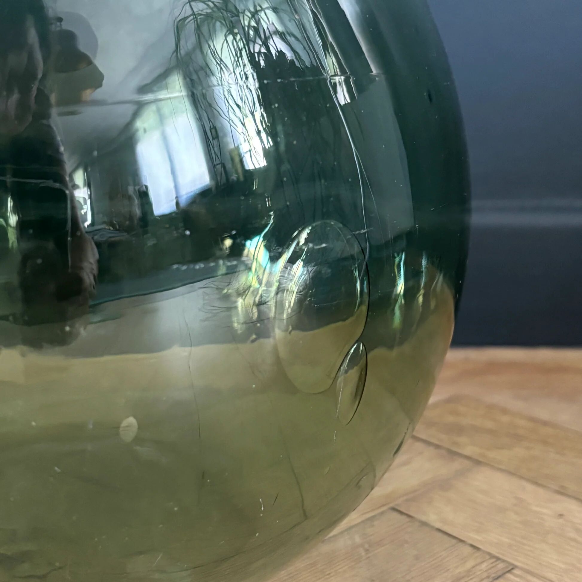 Antique green glass carafe