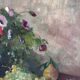Large vintage original floral still life painting with fruit